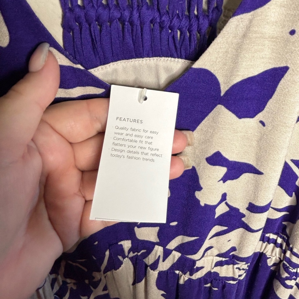 Liz Lange Maternity for Target Purple and Cream Maxi Dress Size M NEW - Picture 10 of 12